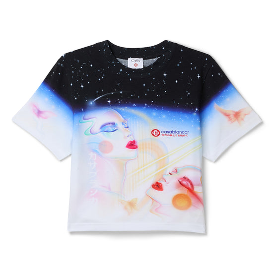 Casablanca Galactic Connection Cropped Tee (Black/Multi)