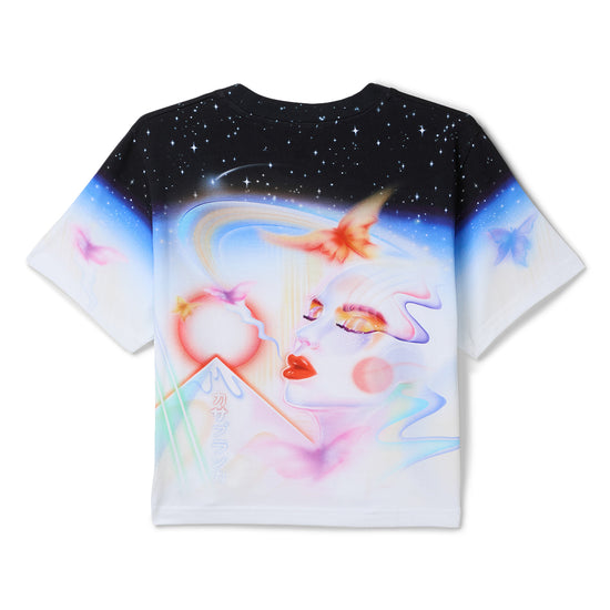 Casablanca Galactic Connection Cropped Tee (Black/Multi)