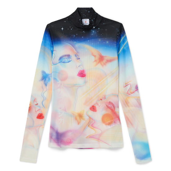 Casablanca Printed Mesh Top (Black/Multi)
