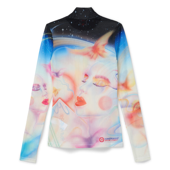 Casablanca Printed Mesh Top (Black/Multi)