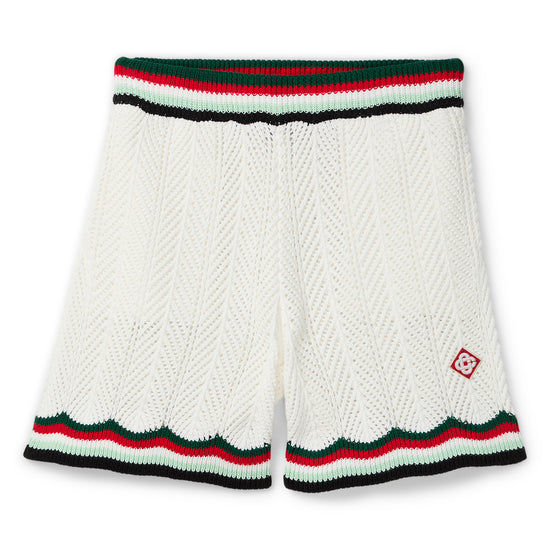 Casablanca Chevron Crochet Shorts (White)