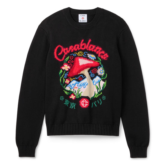 Casablanca Embroidered Mushroom Sweater (Black)