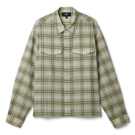 REPRESENT Sheer Long Sleeve Flannel Shirt (Green)