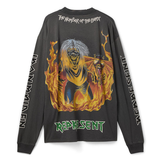 REPRESENT x Iron Maiden Number of The Beast Long Sleeve T-Shirt (Sunfade Grey)