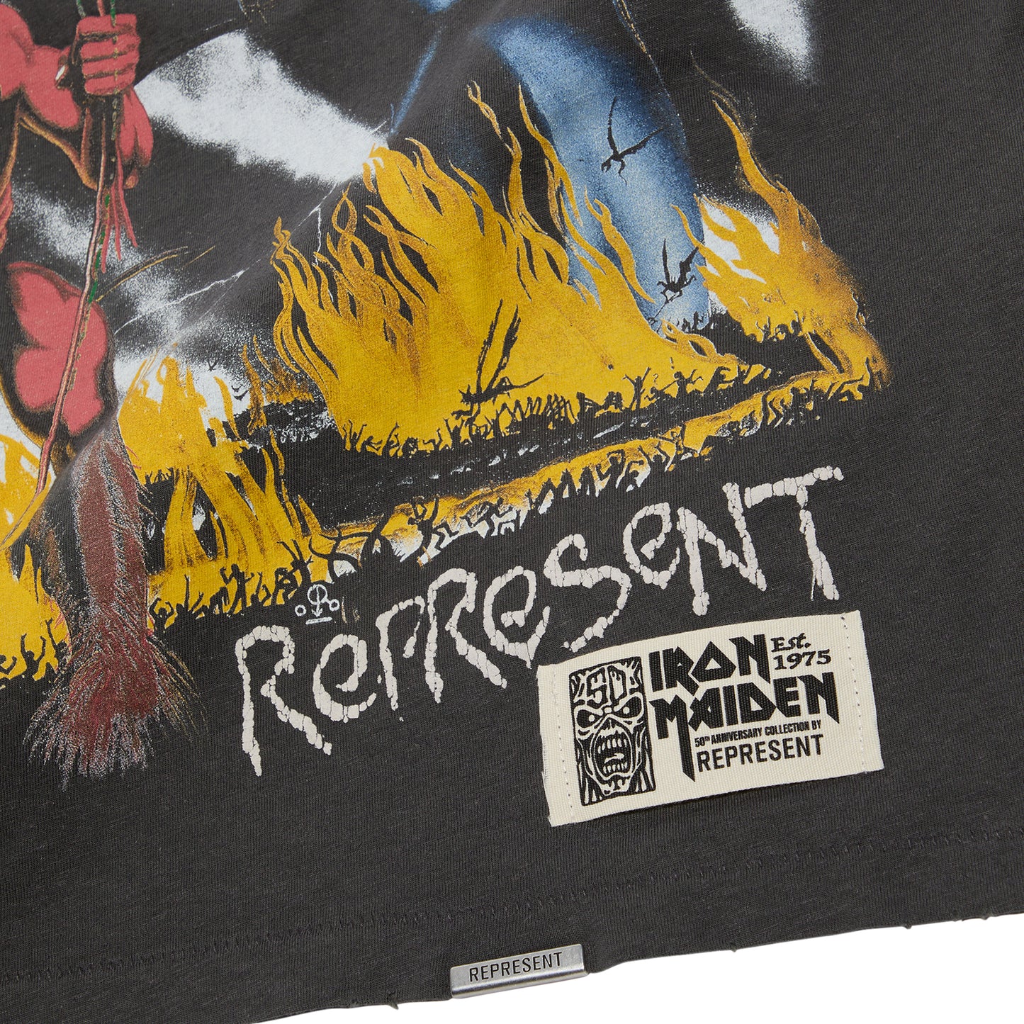REPRESENT x Iron Maiden Number of The Beast Long Sleeve T-Shirt (Sunfade Grey)