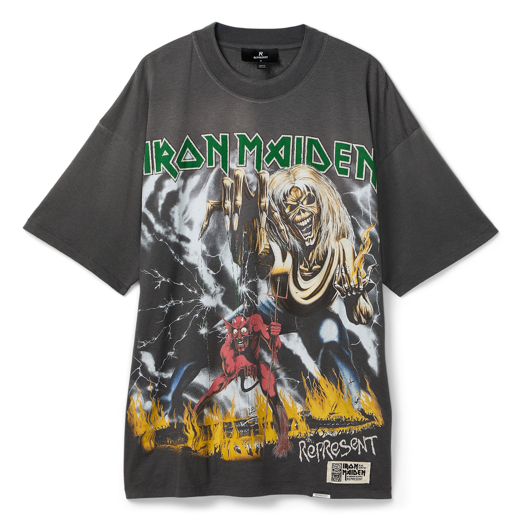 REPRESENT x Iron Maiden Number of Beast T-Shirt (Sunfade grey)