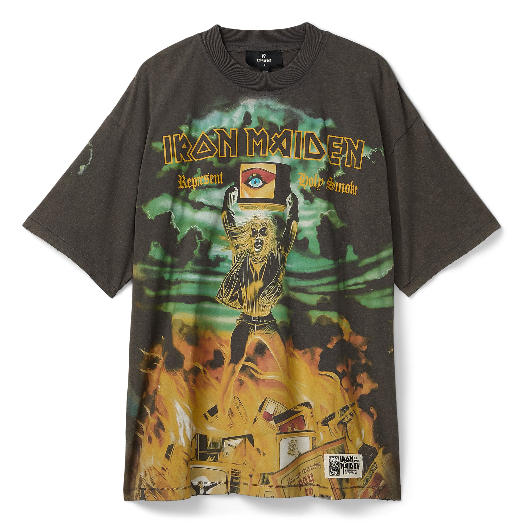 REPRESENT x Iron Maiden Holy Smoke T-Shirt (Sunfade grey)