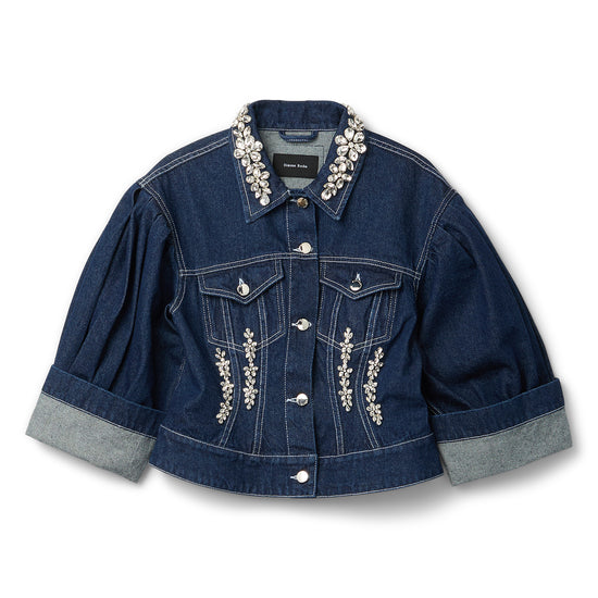 Simone Rocha Sculpted Cropped Denim Jacket (Indigo/Clear)