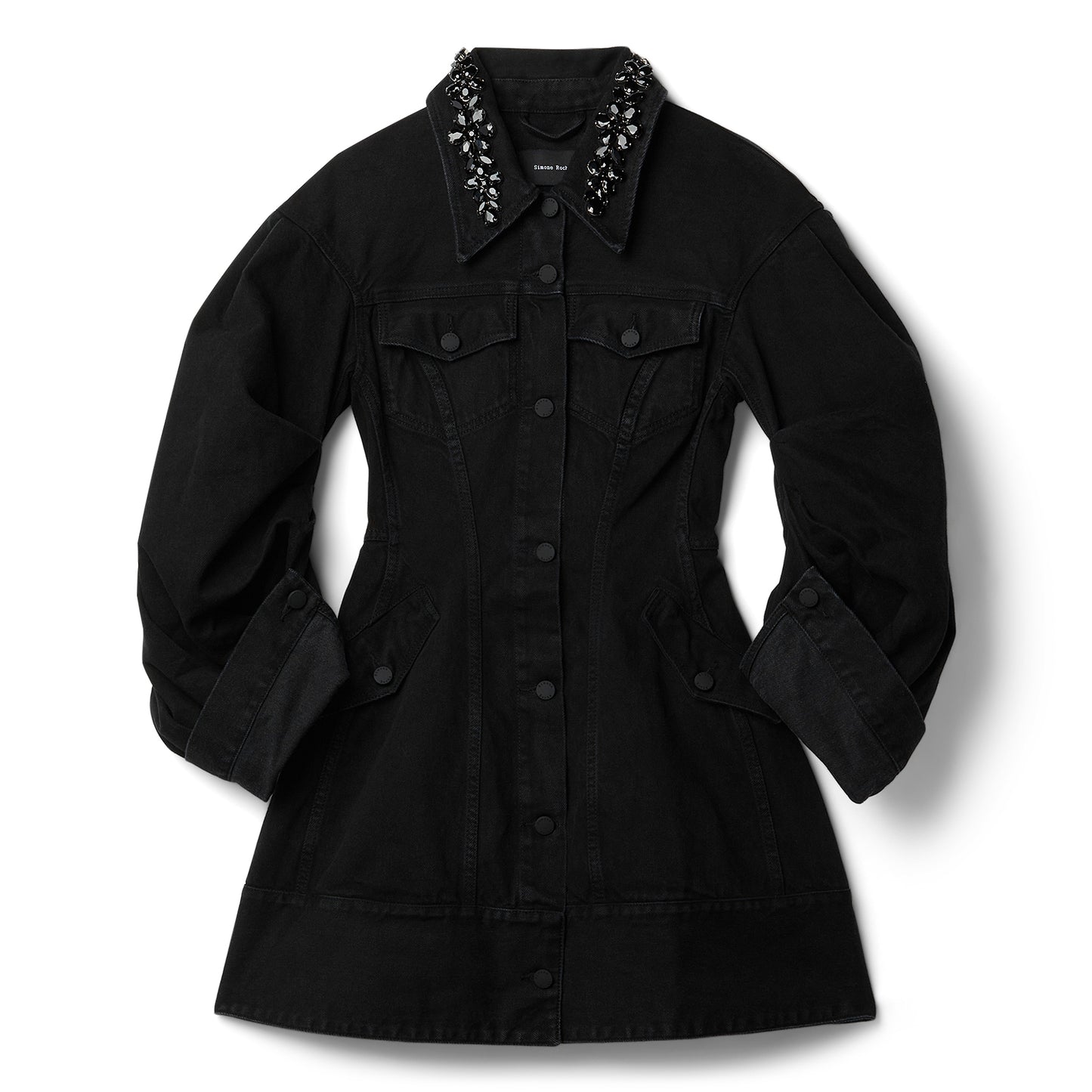 Simone Rocha Sculpted Short Denim Coat (Black/Jet)