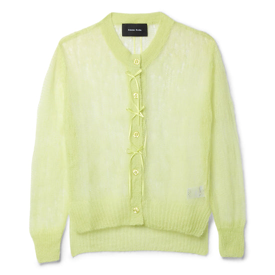 Simone Rocha Cropped Mohair Bow Ribbon Cardigan (Matcha)