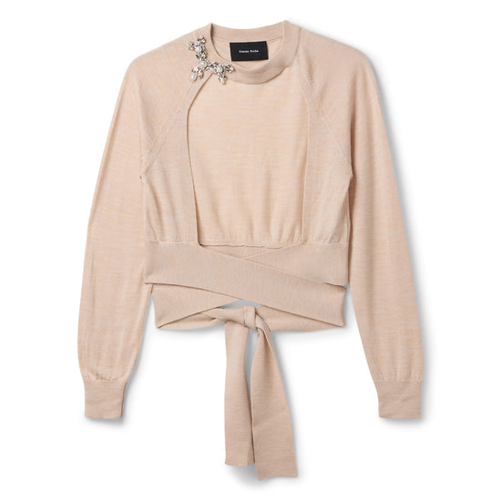 Simone Rocha Cropped Cut Out Window Jumper (Camel/Pearl/Clear)