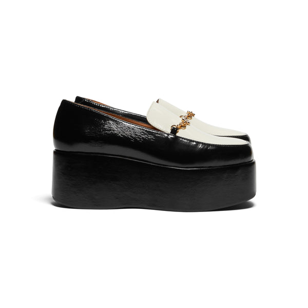 GANNI Butterfly Chain Platform Loafer Naplack (Black/Egret