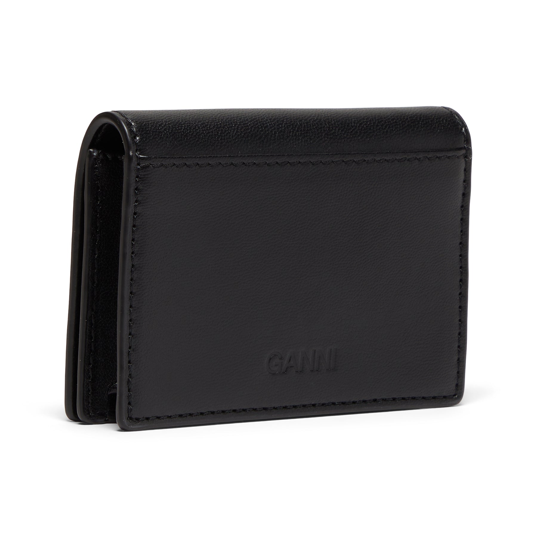 GANNI Bou Flap Card Holder Strass (Black)