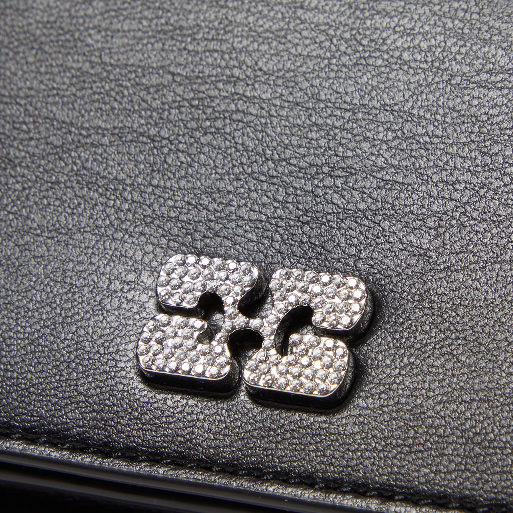 GANNI Bou Flap Card Holder Strass (Black)