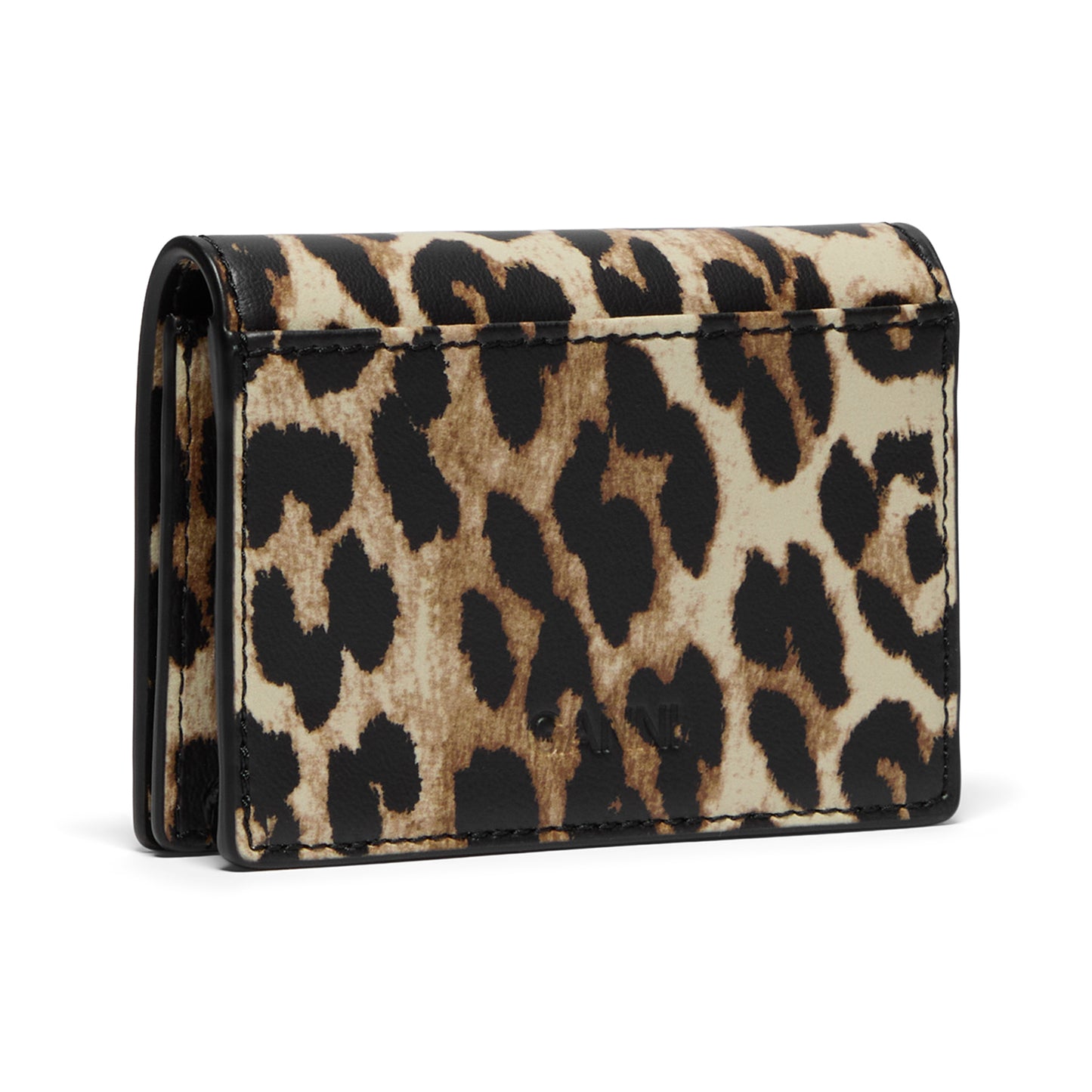GANNI Bou Card Holder With Flap Print (Leopard)
