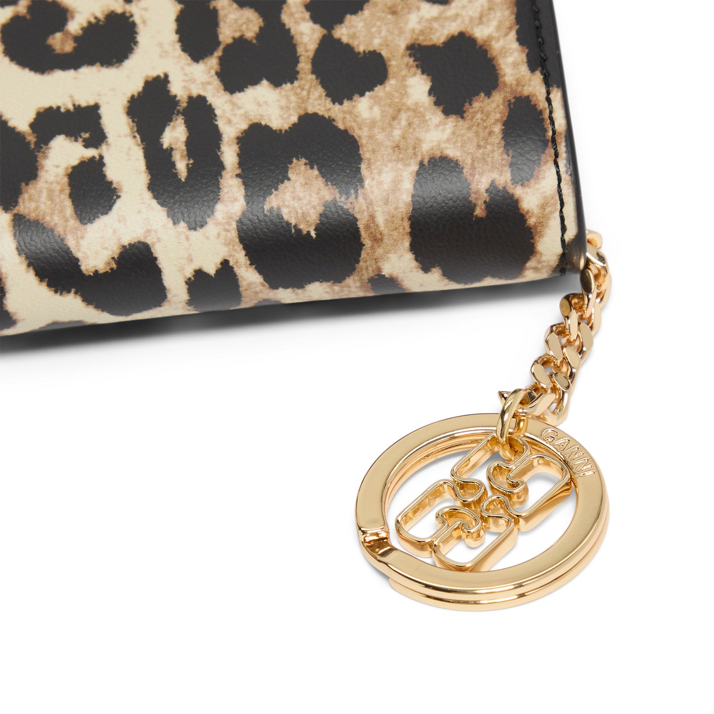 GANNI Bou Card Holder With Flap Print (Leopard)