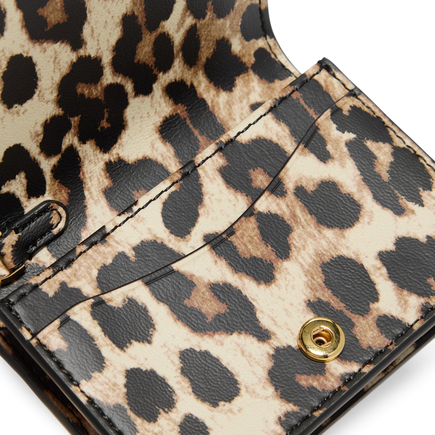 GANNI Bou Card Holder With Flap Print (Leopard)