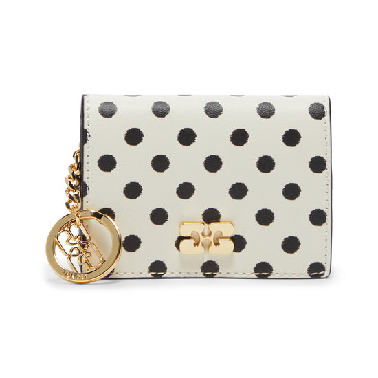 GANNI Polka-Dot Bou Card Holder With Flap (Egret)