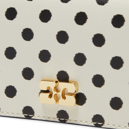 GANNI Polka-Dot Bou Card Holder With Flap (Egret)