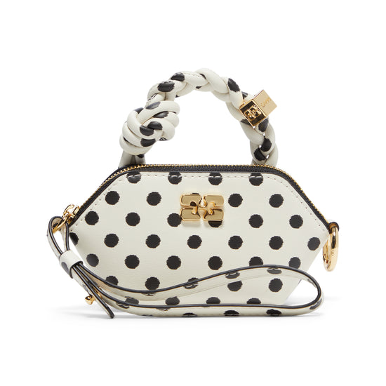 GANNI Polka-Dot Nano Bou Bag (Egret)