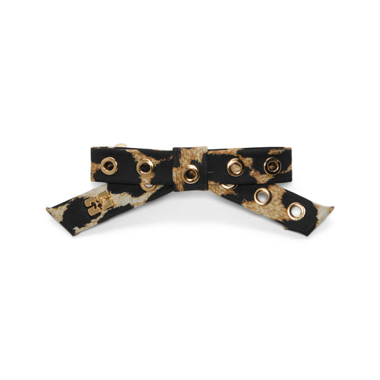 GANNI Eyelet Bow Barrette (Leopard)