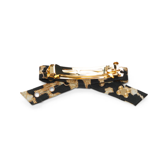 GANNI Eyelet Bow Barrette (Leopard)