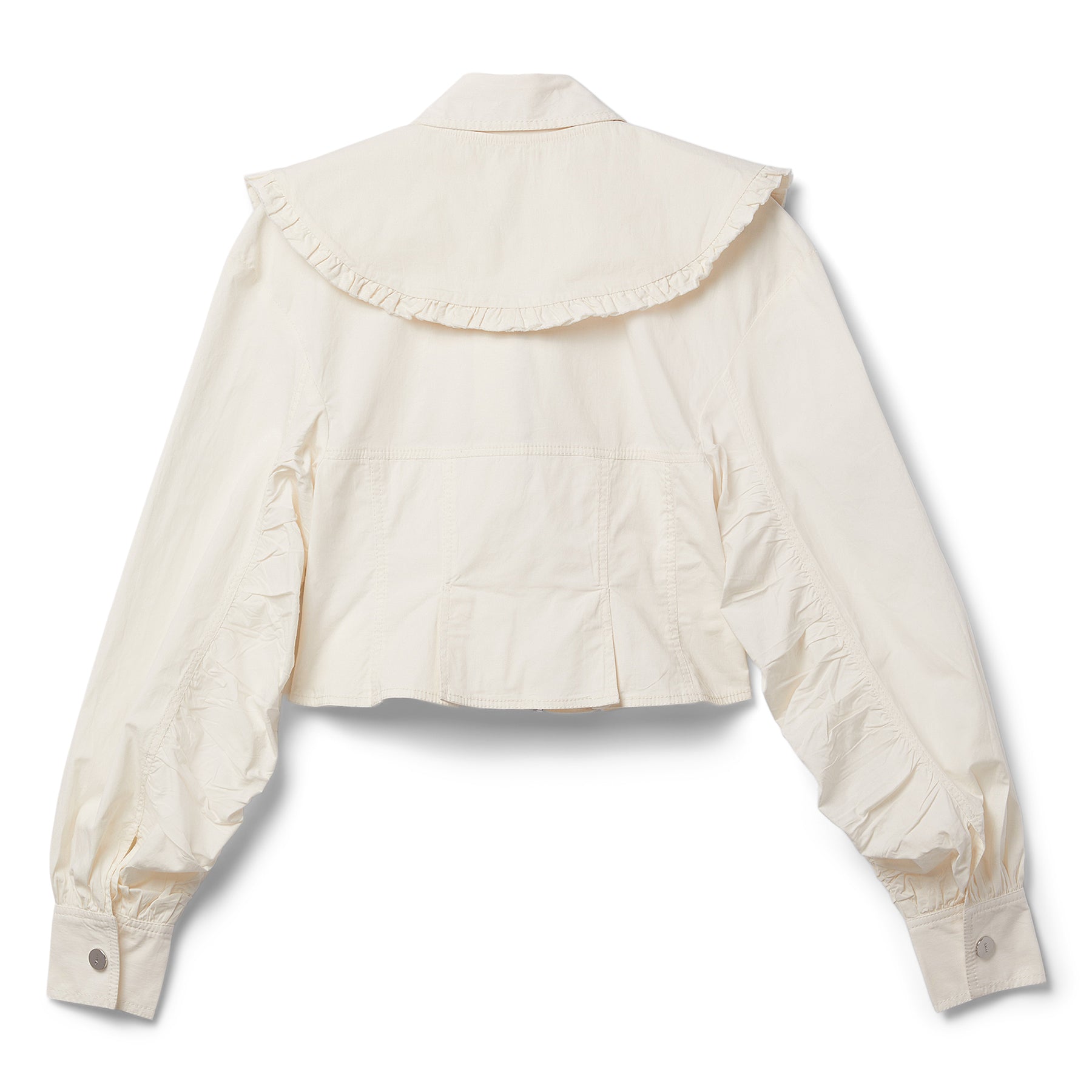 GANNI Washed Stretch Cotton Bomber Corset Shirt (Egret)