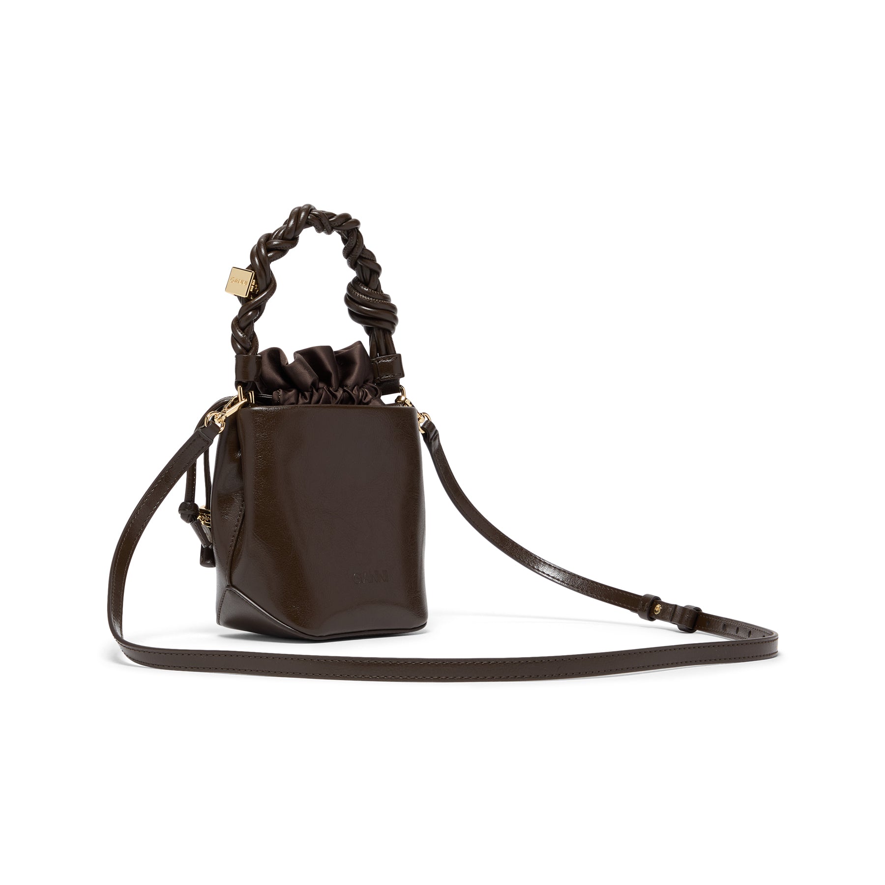 Ganni■Bou Bucket Mini Eyelets Lace Up - Black Ganni Mini Eyelets Lace-Up Bou Bucket Bag | Coggles