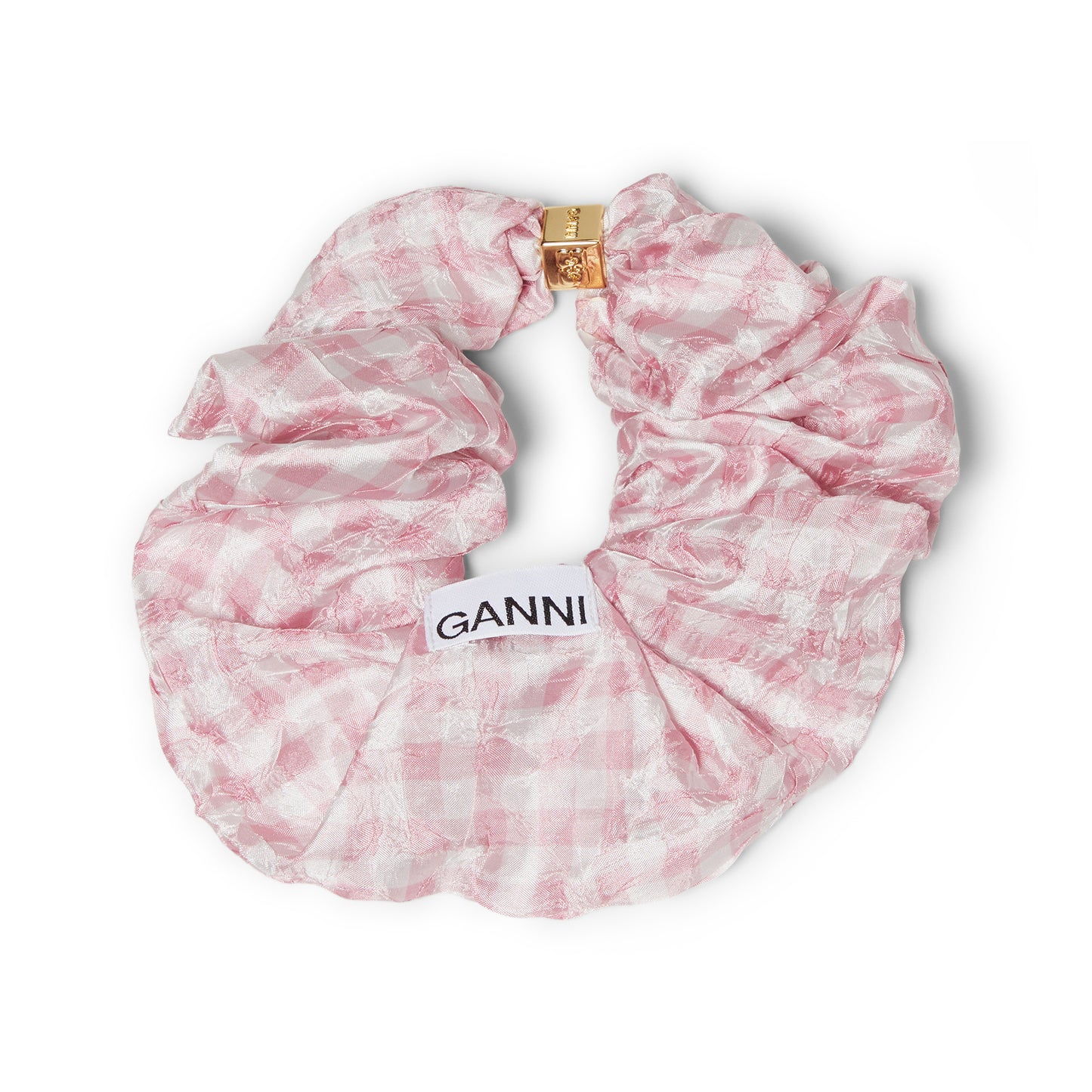 GANNI Shibori Pleat Scrunchie (Bleached Mauve)
