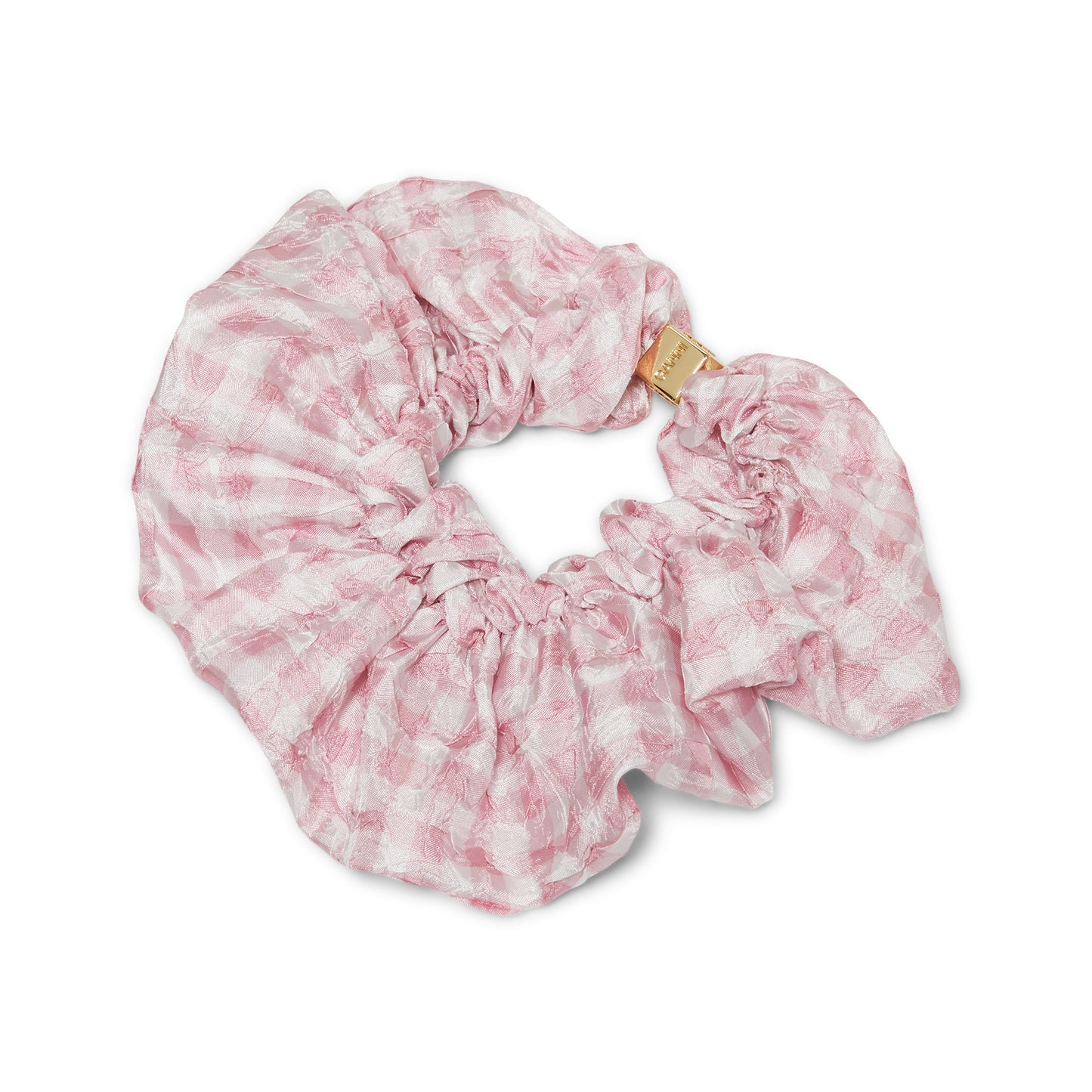 GANNI Shibori Pleat Scrunchie (Bleached Mauve)