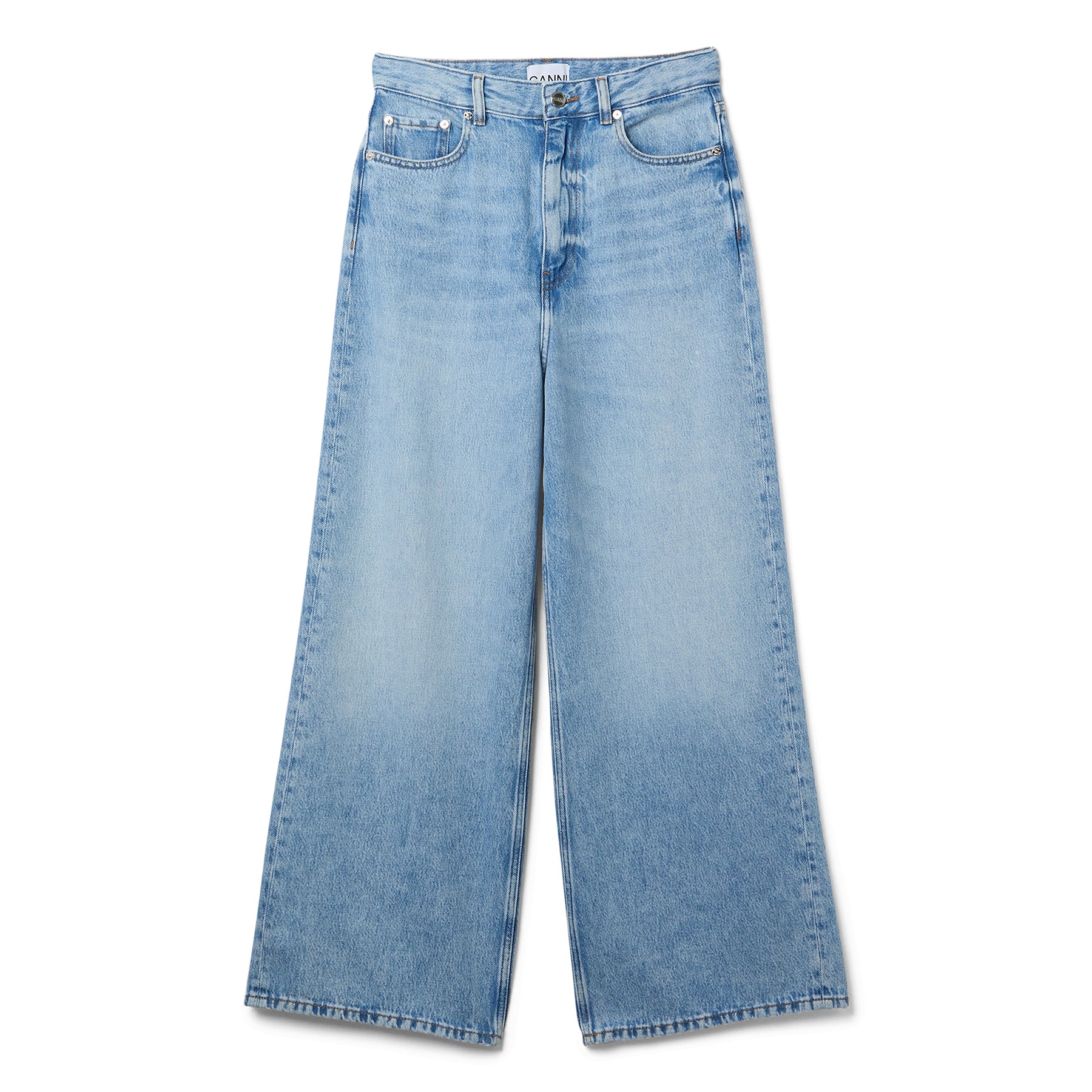 GANNI Soft Rigid Denim Baggy Jeans (Light Blue Stone)