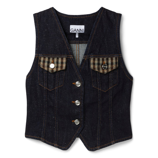 GANNI Neppy Denim Vest (Dark Blue Stone)
