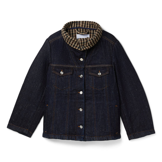 GANNI Neppy Denim Bonded Jacket (Dark Blue Stone)