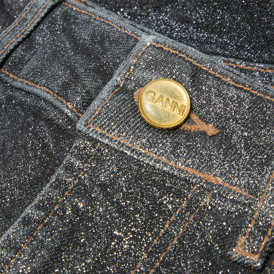 GANNI Shimmery Foil Denim Stary (Washed Black/Black)