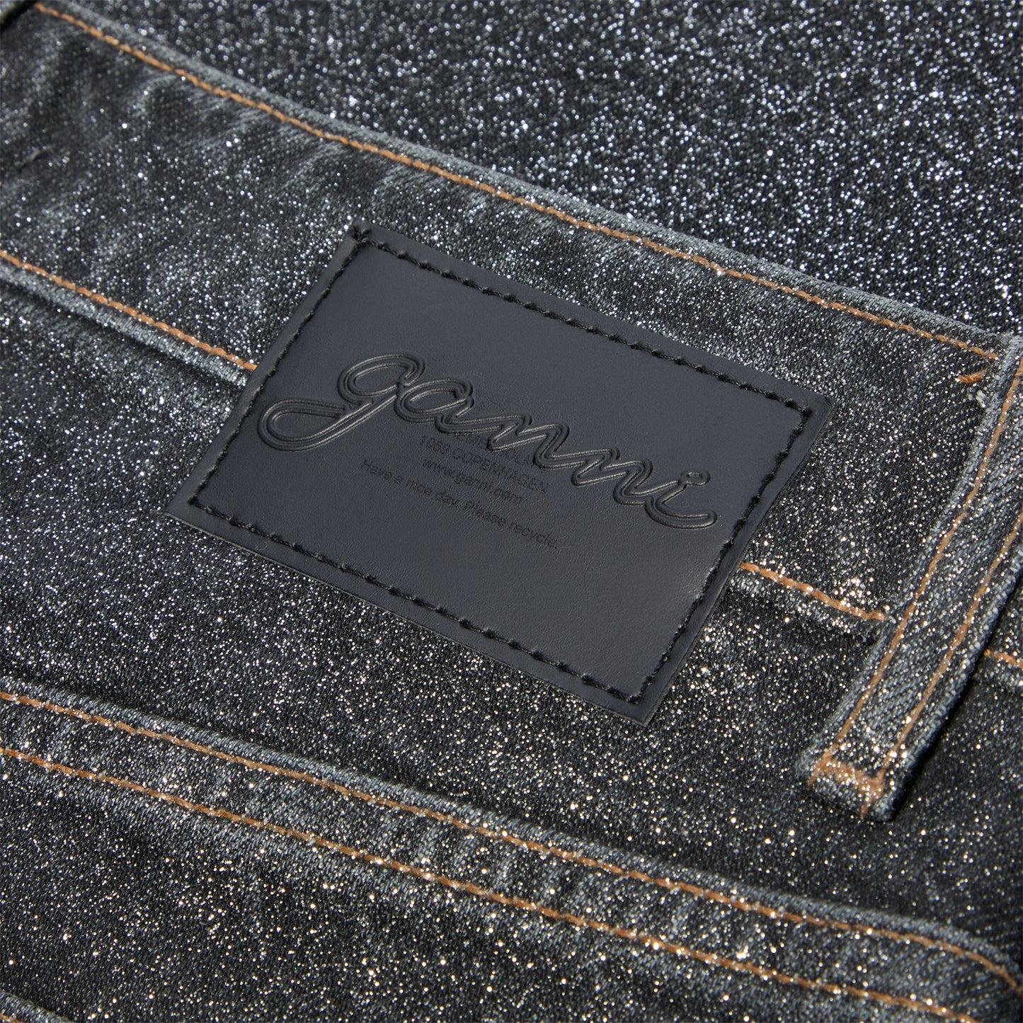 GANNI Shimmery Foil Denim Stary (Washed Black/Black)
