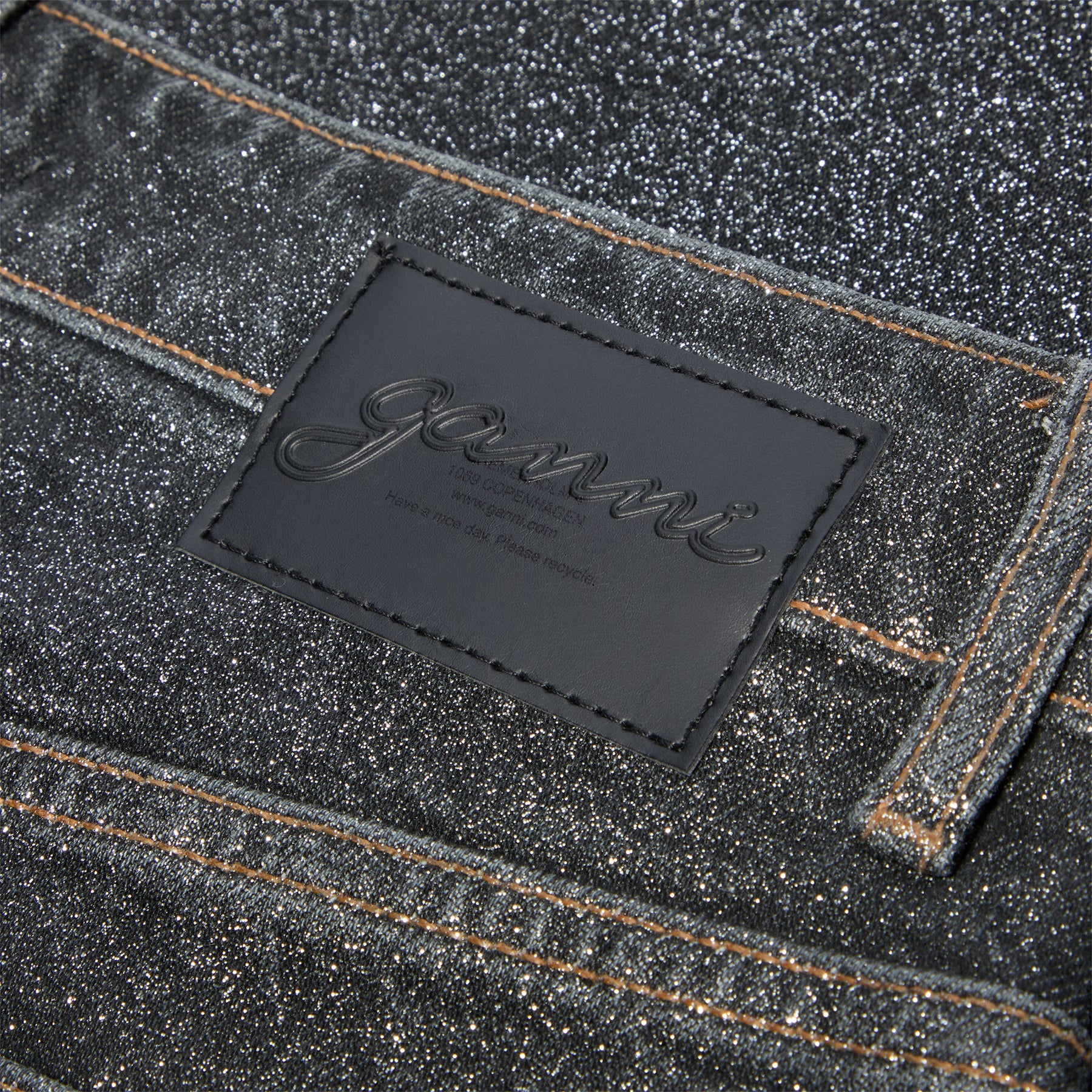 GANNI Shimmery Foil Denim Stary (Washed Black/Black)
