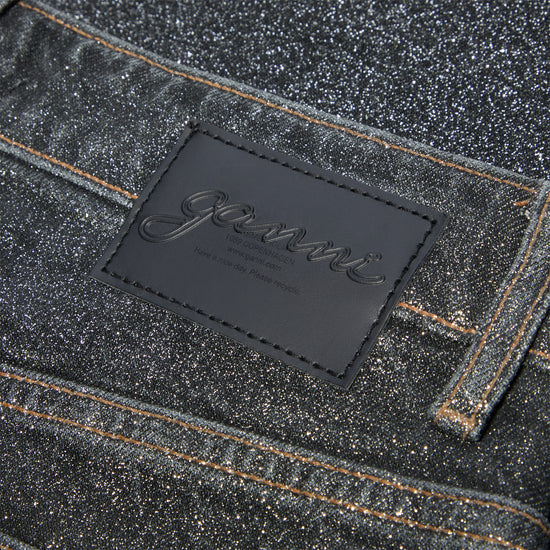 GANNI Shimmery Foil Denim Stary (Washed Black/Black)