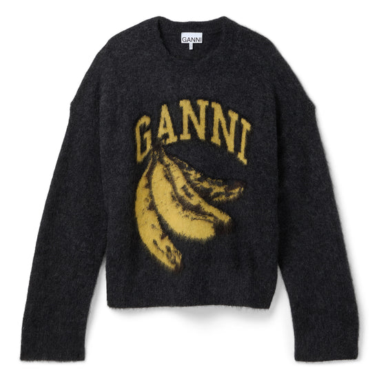 GANNI Fine Brushed Alpaca Banana Oversized Sweater (Phantom)
