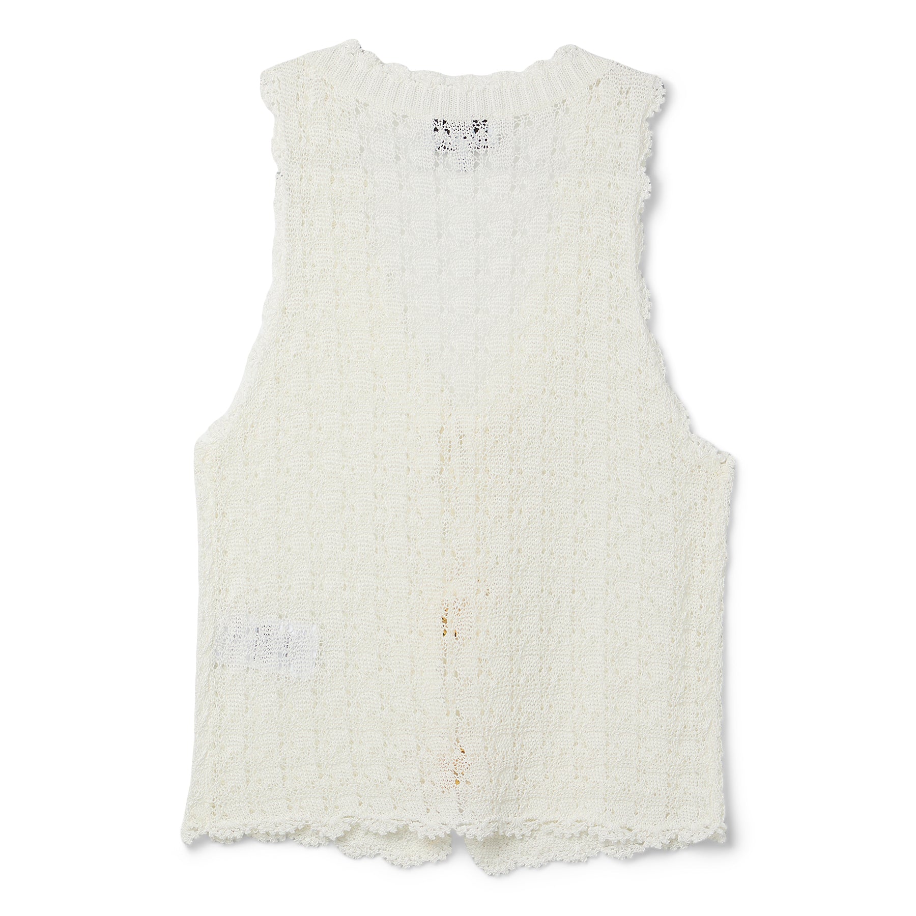 GANNI Shiny Pointelle Knit Vest (Egret)