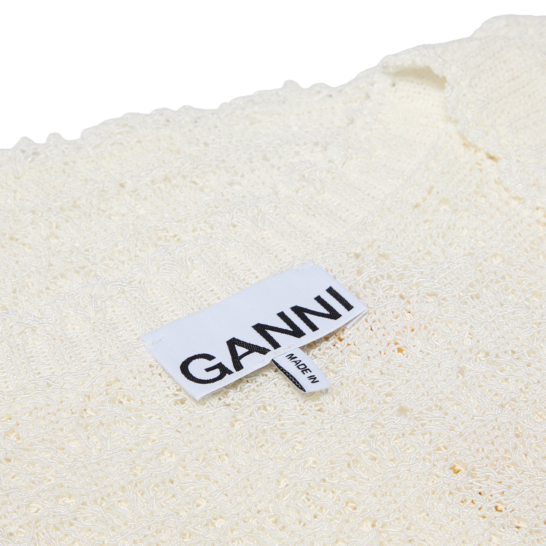 GANNI Shiny Pointelle Knit Vest (Egret)