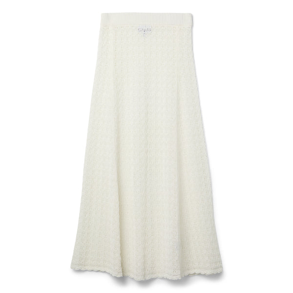 スカート Ganni FW25 'Shiny Pointelle Knit' skirt (K2546 135) GANNI Shiny Pointelle Long Skirt (Egret) – CNCPTS