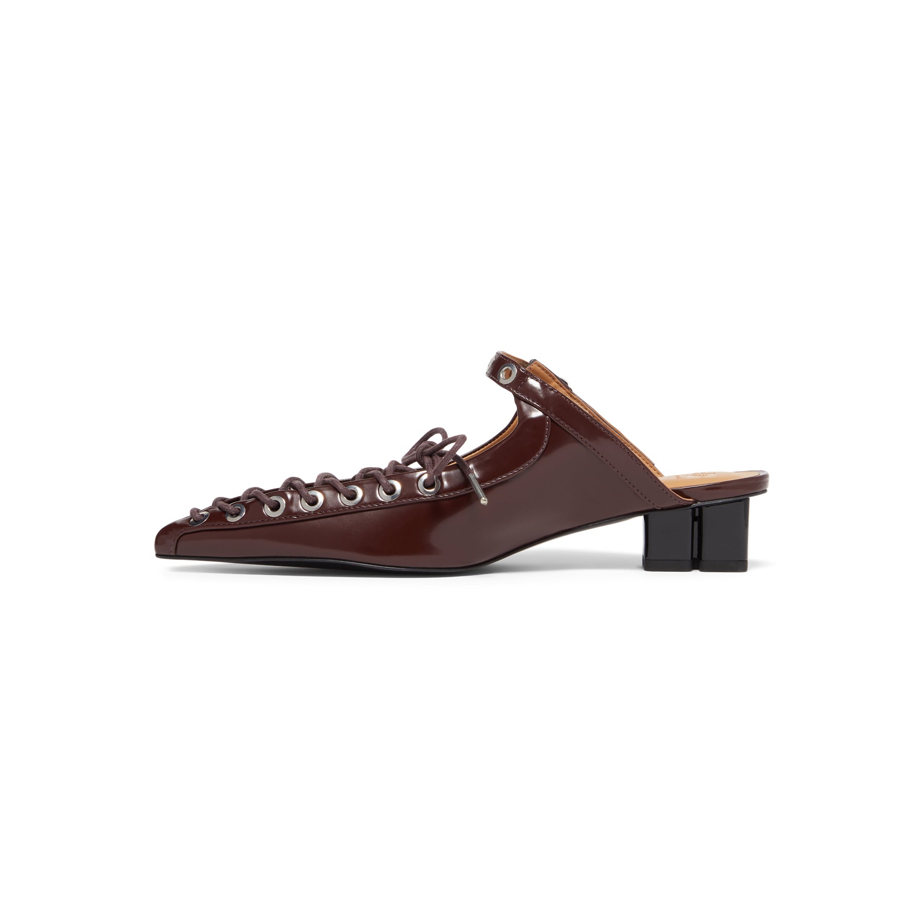 GANNI Eyelets Lace Up Mule Box Oleatex (Tawny Port)