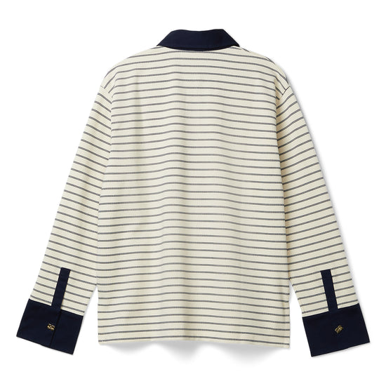 GANNI Striped Cotton Polo (Egret)