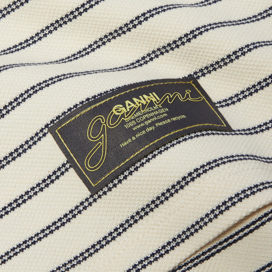 GANNI Striped Cotton Polo (Egret)