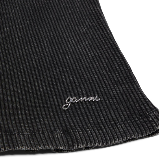 GANNI Heavy Rib Jersey Tank Top (Black Washed)