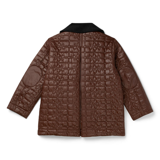 GANNI Shiny Quilt Midi Jacket (Chicory Coffee)