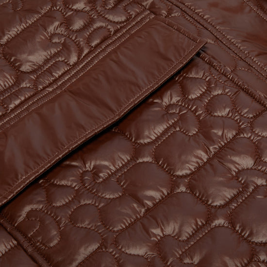 GANNI Shiny Quilt Midi Jacket (Chicory Coffee)