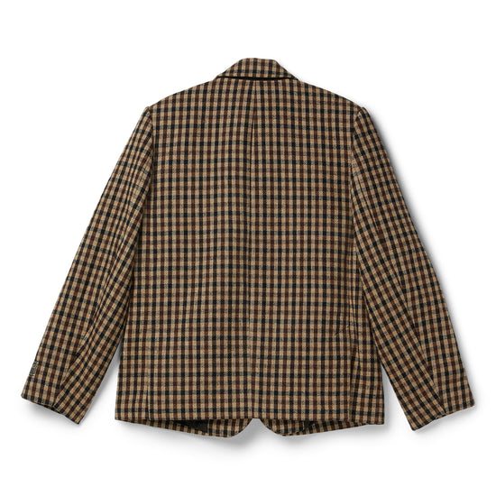 GANNI Check Wool Mix Oversized Blazer (Chicory Coffee)