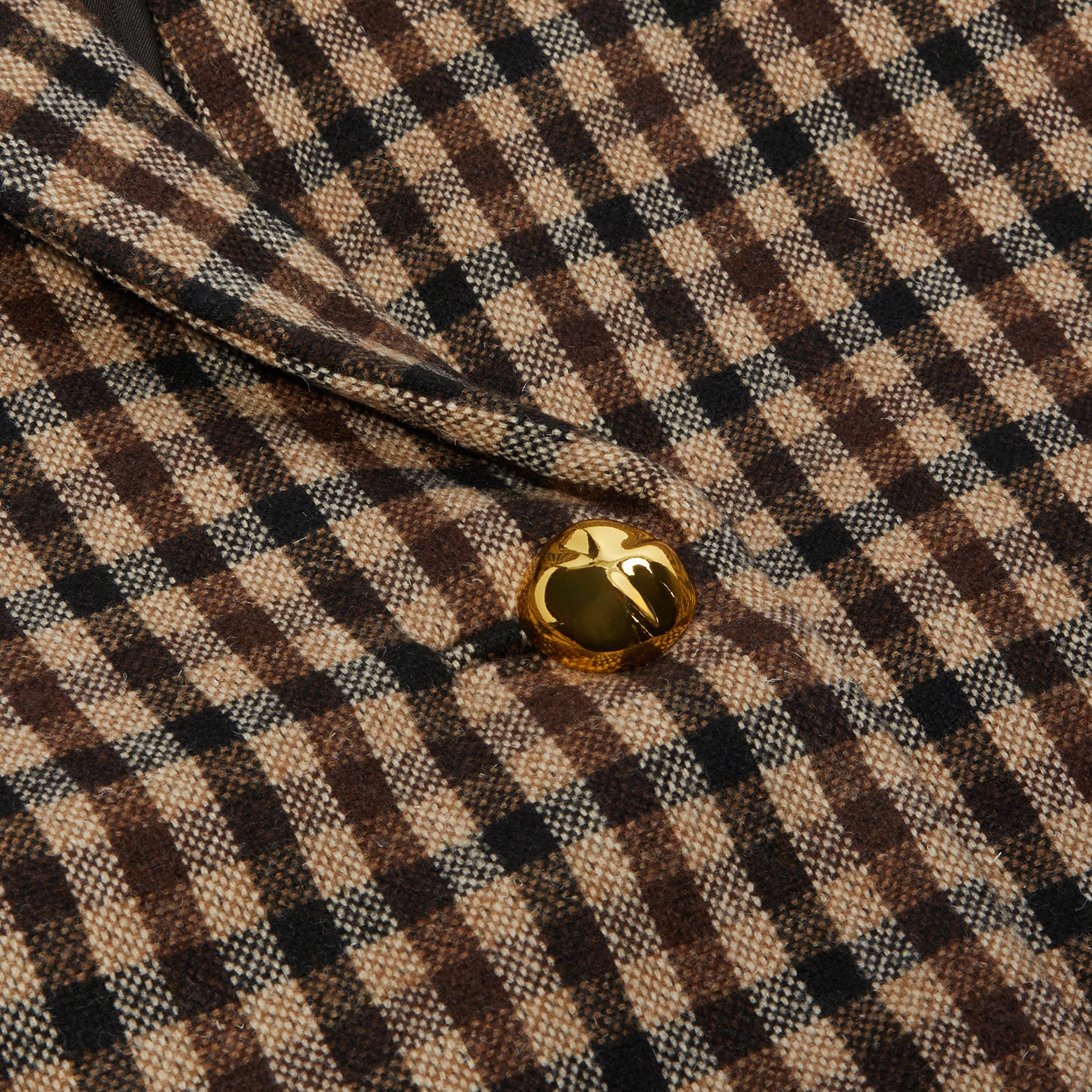 GANNI Check Wool Mix Oversized Blazer (Chicory Coffee)
