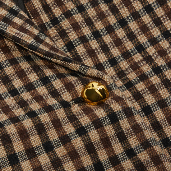 GANNI Check Wool Mix Oversized Blazer (Chicory Coffee)
